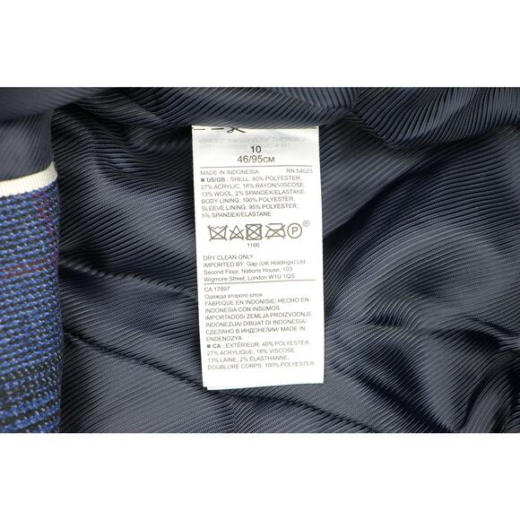 Womens Banana Republic Plaid Blue Career Work Office Blazer Suit Jacket 10 M - Picture 12 of 13